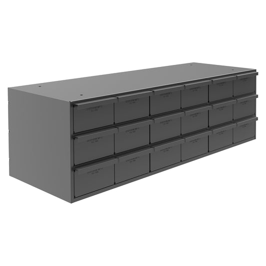 18 Drawers, 11-5/8" Deep, Gray