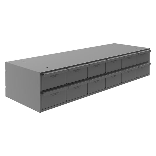 12 Drawers, 11-5/8" Deep, Gray