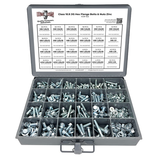 Metric Class 10.9 JIS Hex Flange Frame Bolts & Nuts Assortment M6-M10 402 PCS