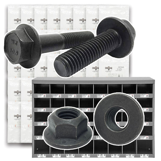 Inch & Metric Grade 8 / Class 10.9 Flange Bolt & Lock Nut Kit - 1176 PCS