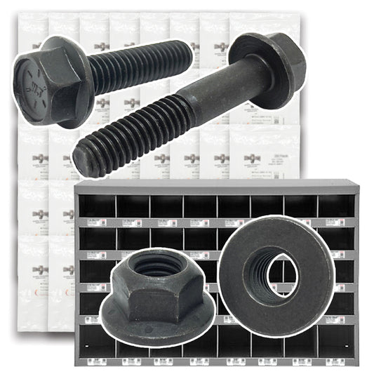 Inch Grade 8 Coarse & Fine Thread Hex Flange Bolt & Lock Nut Kit - 729 PCS