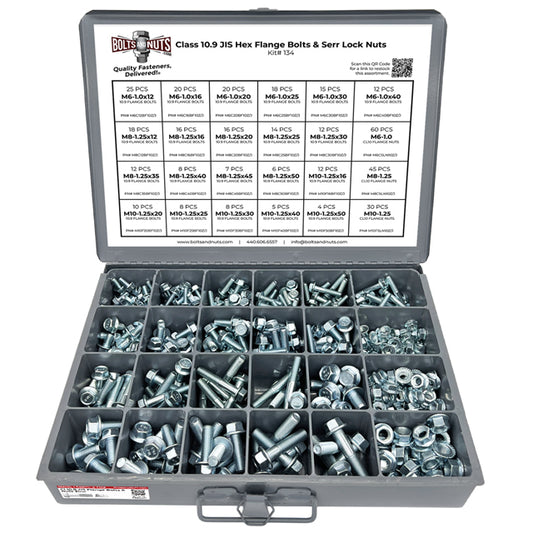 Metric Class 10.9 JIS Hex Flange Frame Bolts & Serrated Nuts Assortment M6-M10 402 PCS