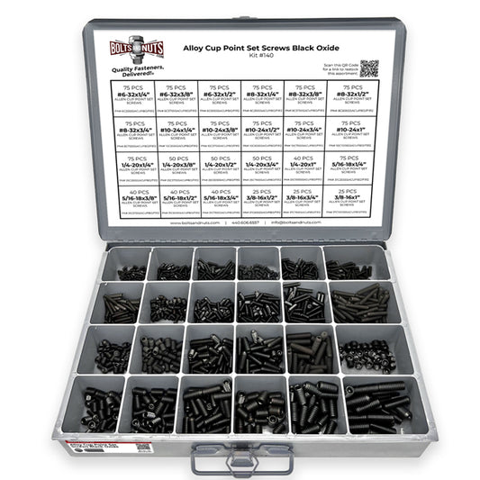 Inch Alloy Steel Cup Point Allen Socket Set Screw Coarse Black Oxide - 1396 PCS