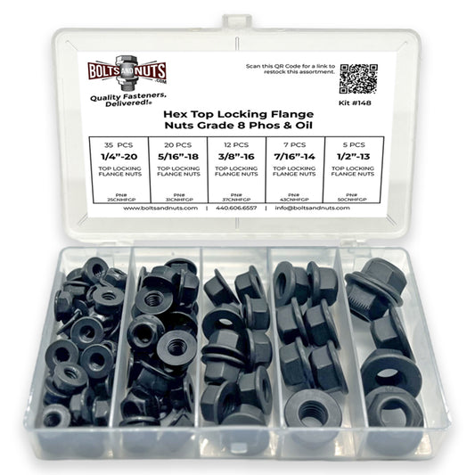 Grade 8 Hex Top Locking Flange Nuts Phos & Oil - 80 PCS
