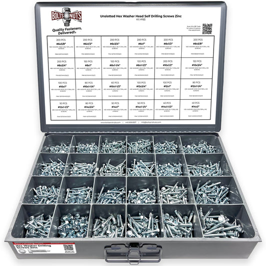 Unslotted Hex Washer Head Self Drilling Screws Zinc - 2931 PCS