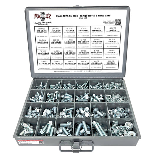Metric Class 10.9 JIS Hex Flange Frame Bolts & Serr Nuts Assortment M6-M12 402 PCS