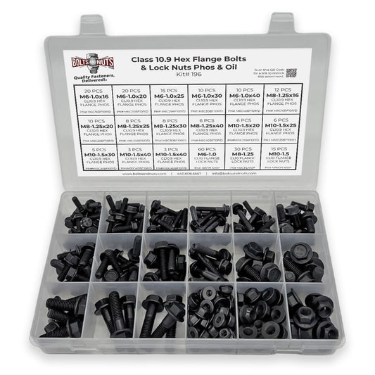 Metric Class 10.9 Hex Flange Bolts & Lock Nuts Assortment - 248 PCS