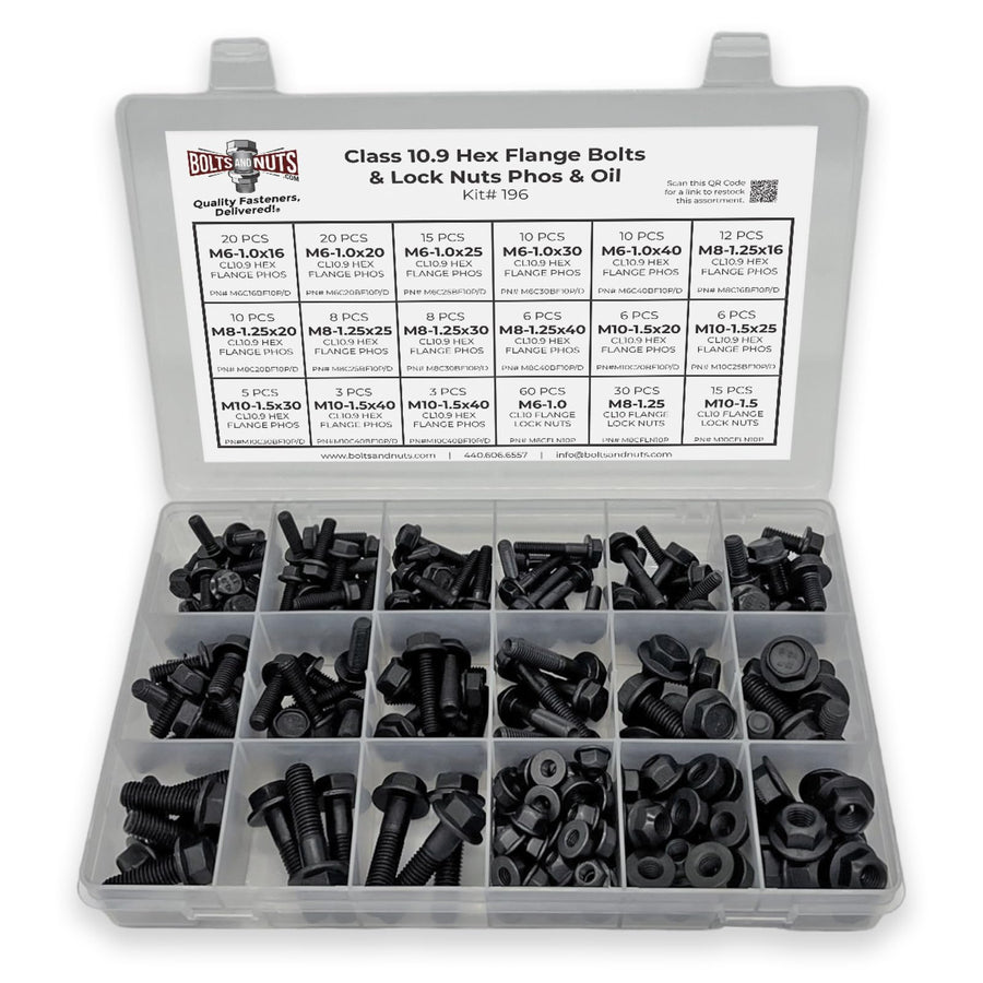 Metric Class 10.9 Hex Flange Bolts & Lock Nuts Assortment - 248 PCS