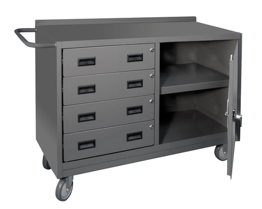 Mobile Bench Cabinet, 1 Shelf, 4 Drawers