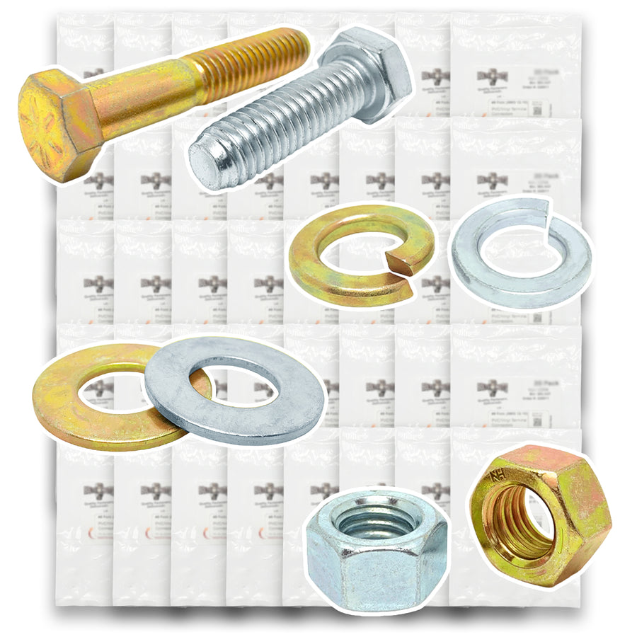 Inch & Metric Grade 8 and Class 10.9 Cap Screws, Nuts, Washers & Lock Washers - Zinc Clear & Zinc Yellow - 4022 PCS