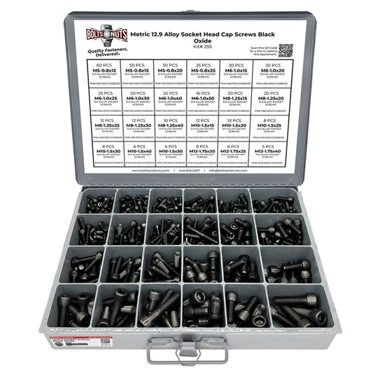 Metric 12.9 Alloy Allen Socket Head Cap Screws Bolts Black Oxide Assortment - 453 PCS