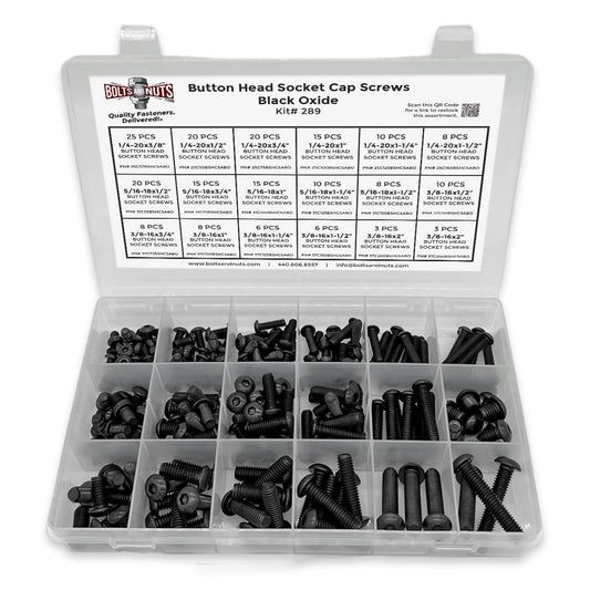 Inch Alloy Button Head Socket Cap Screws Black Oxide Assortment - 211 PCS