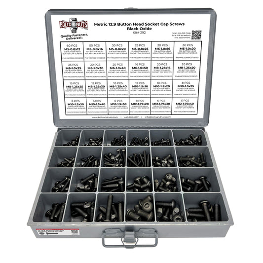 Metric 12.9 Alloy Allen Button Head Socket Cap Screws Bolts Black Oxide Assortment - 453 PCS