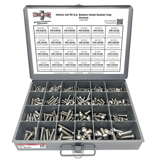 Metric A2-70 Allen Button Head Socket Cap Screws Bolts Stainless Steel Assortment - 453 PCS