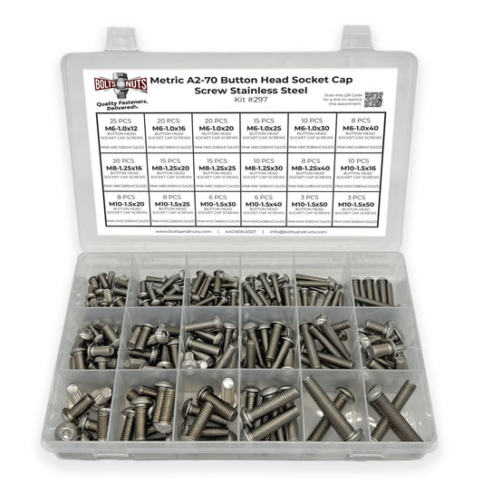 Metric A2-70 Allen Button Head Socket Cap Screws Bolts Stainless Steel Assortment - 211 PCS