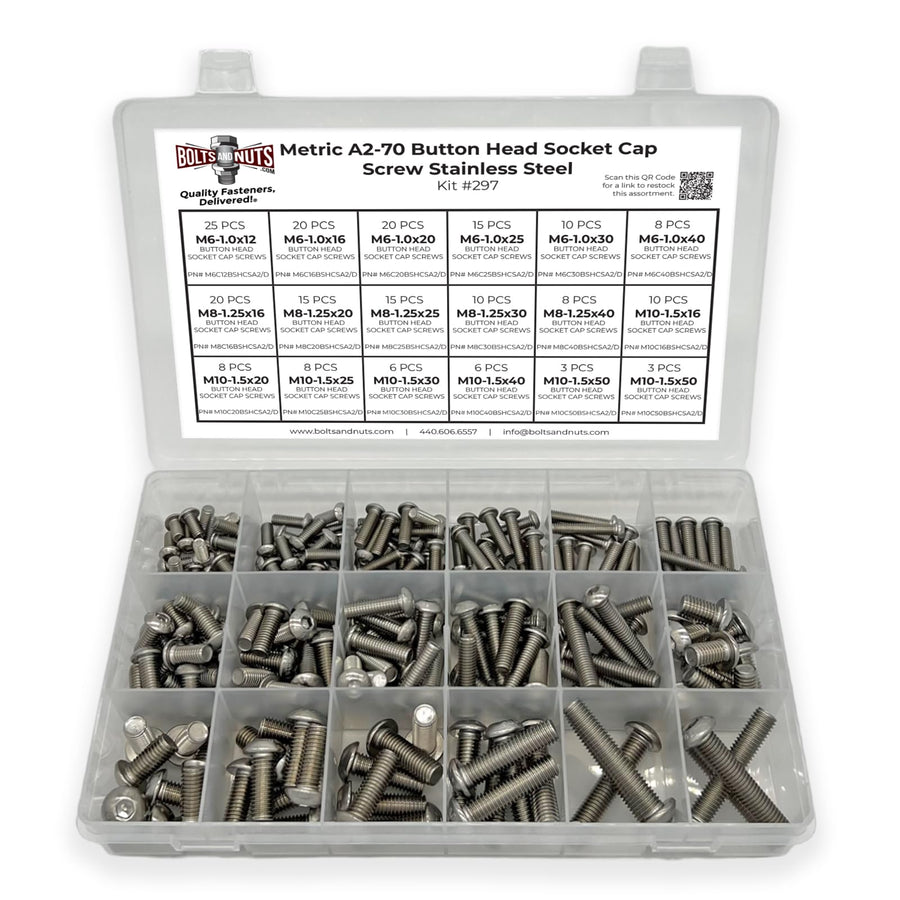 Metric A2-70 Allen Button Head Socket Cap Screws Bolts Stainless Steel Assortment - 211 PCS