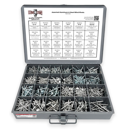 Aluminum and Steel Multi-Grip, Closed-End, & Oversized Head Rivets Assortment - 1116PCS