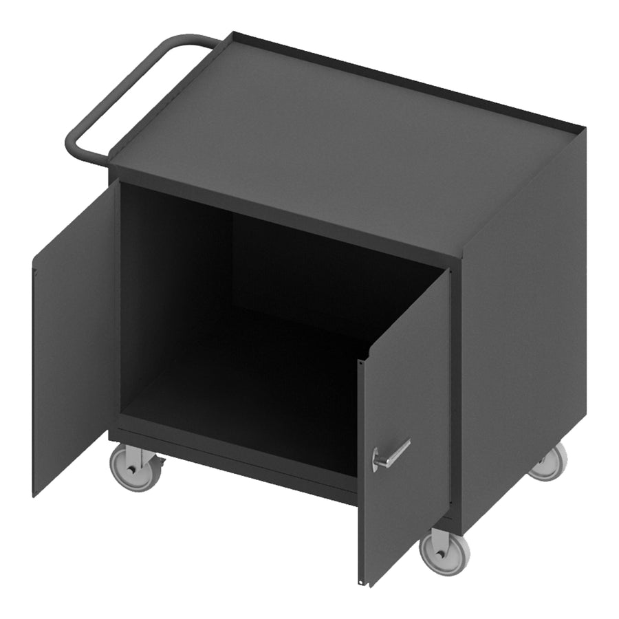 Mobile Bench Cabinet, Steel Top, 2 Doors