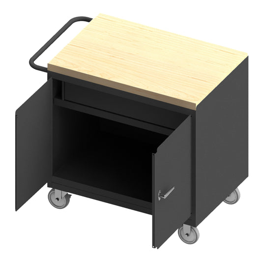 Mobile Bench Cabinet, 2 Doors, Maple Top