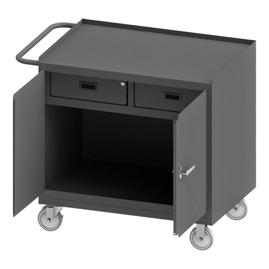 Mobile Bench Cabinet, 2 Drawer, Steel