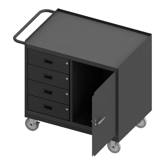 Mobile Bench Cabinet, 4 Drawer, Steel