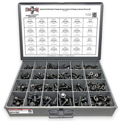 Metric Class 10.9 Hex Flange Frame Bolts & Nuts Assortment Phos & Oil - 739 PCS