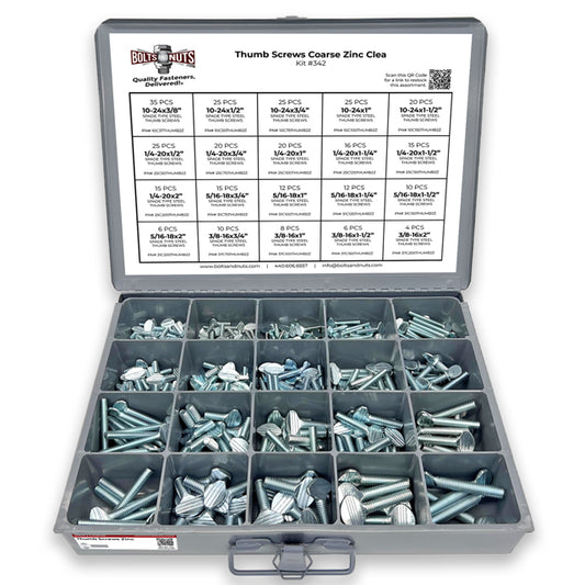 Spade Type Thumb Screws Zinc Clear Assortment - 325 PCS
