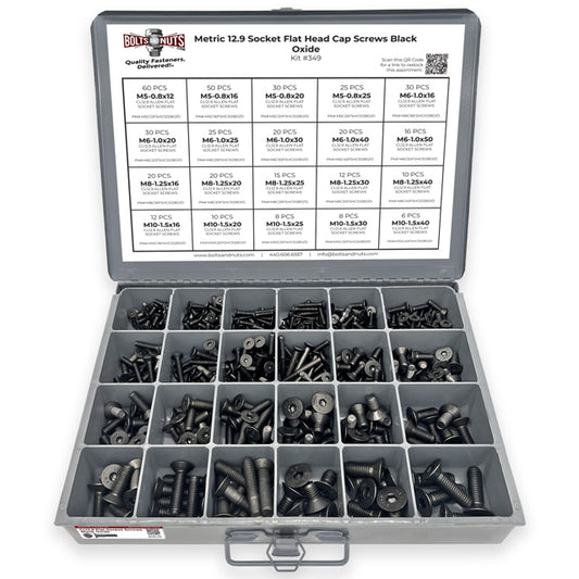 Metric Class 12.9 Flat Socket Screws Black Oxide - 453 PCS