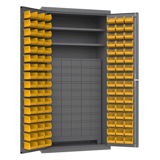 Cabinet, 2 Shelves, 96 Yellow Bins