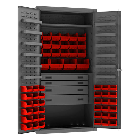 4 Drawer Cabinet, 2 Shelves, 58 Bins