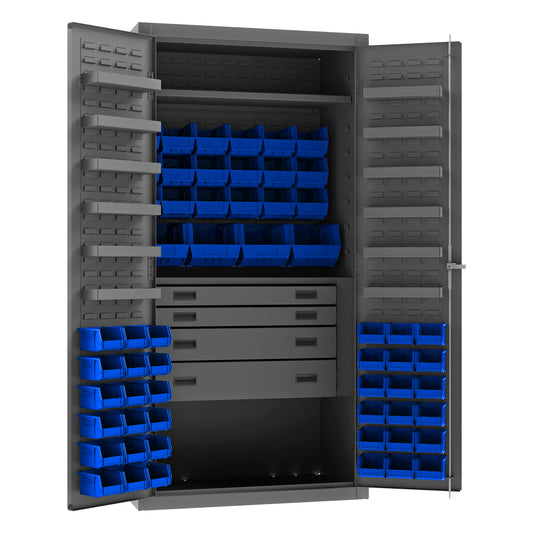 4 Drawer Cabinet, 2 Shelves, 58 Bins
