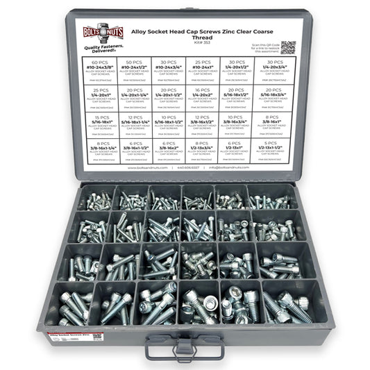 Alloy Socket Head Cap Screws Zinc Clear Coarse Thread - 453 pcs