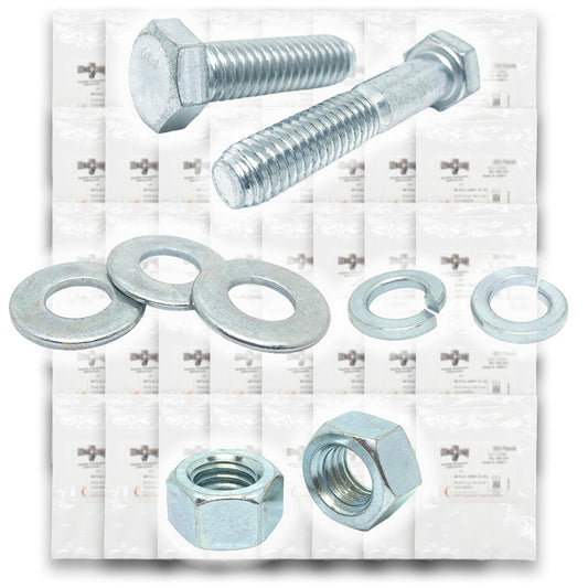 Metric Class 10.9 Hex Cap Screws, Hex Nuts, Flat & Lock Washers Coarse Thread Zinc Clear - 1268 PCS