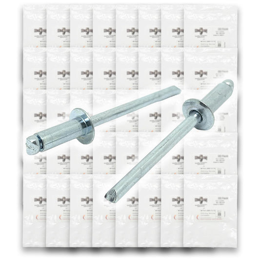 Dome Head Blind Pop Rivets Steel/Steel Mandrel Zinc Clear Assortment - 2035 PCS