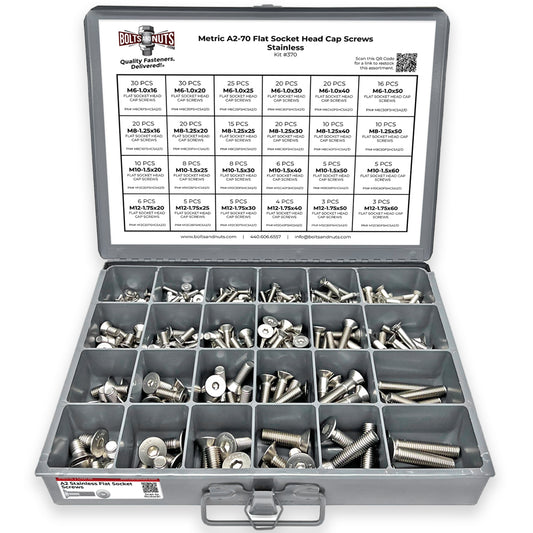 Metric A2-70 Stainless Steel Flat Socket Screws - 305 PCS