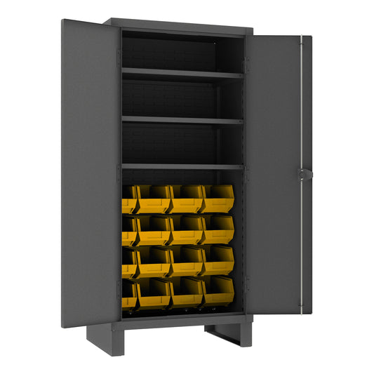 Cabinet, 3 Shelves, 16 Yellow Bins