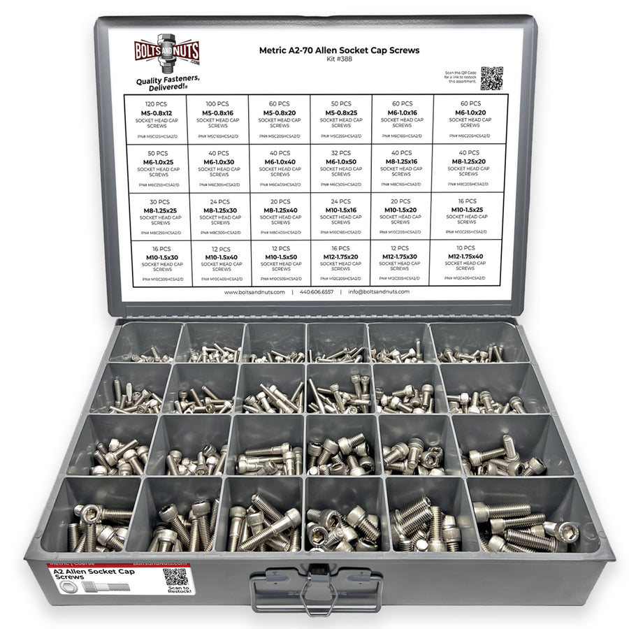 Metric Stainless Steel A2-70 Allen Socket Cap Screws - 905 PCS