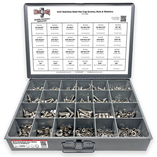 Inch Stainless Steel Hex Cap Screws, Nuts & Washers - 1147 PCS