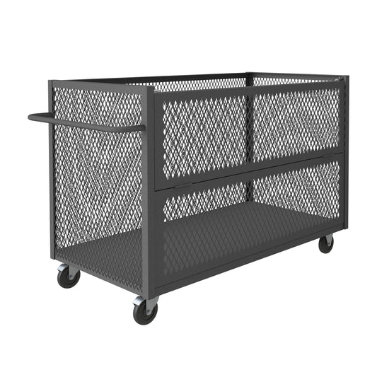 3 Sided Mesh Truck, 1 Shelf, Drop Gate