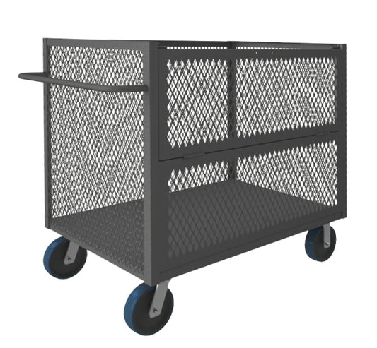 3 Sided Mesh Truck, 1 Shelf, Drop Gate