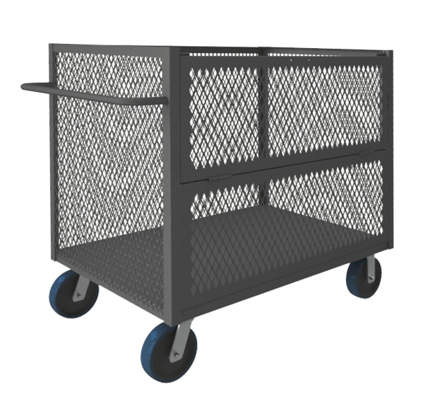 3 Sided Mesh Truck, 1 Shelf, Drop Gate