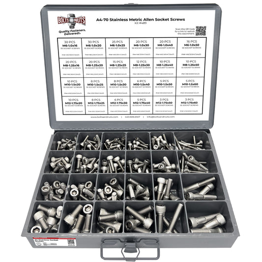 Metric A4 Stainless Steel Allen Socket Head Cap Screws Bolts Assortment - 306 PCS