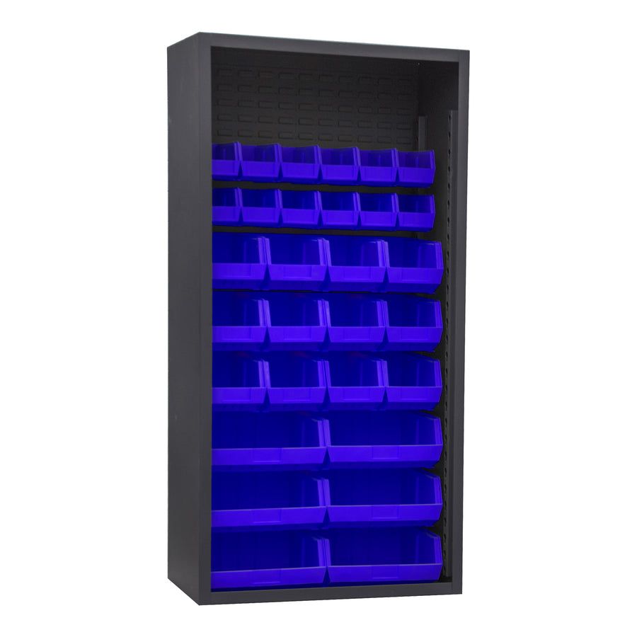 Enclosed Shelving, 30 Blue Bins