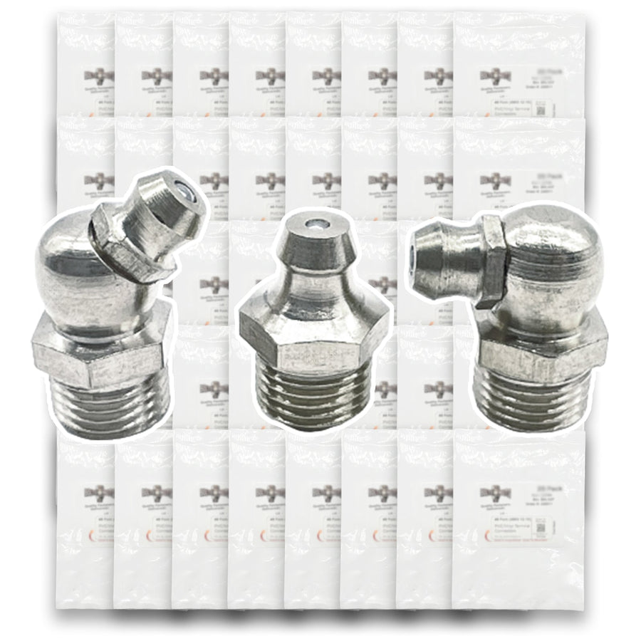Inch and Metric Steel Zinc Clear Zerks Grease Fittings - 550 PCS
