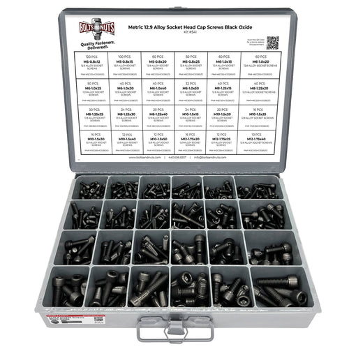 Metric 12.9 Alloy Allen Socket Head Cap Screws Bolts Black Oxide Assortment - 905 PCS