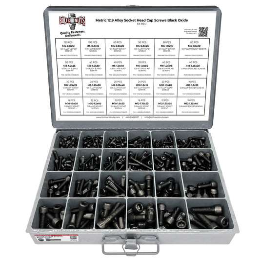 Metric 12.9 Alloy Allen Socket Head Cap Screws Bolts Black Oxide Assortment - 905 PCS