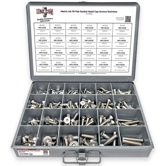 Metric A4-70 Stainless Steel Flat Socket Screws - 609 PCS