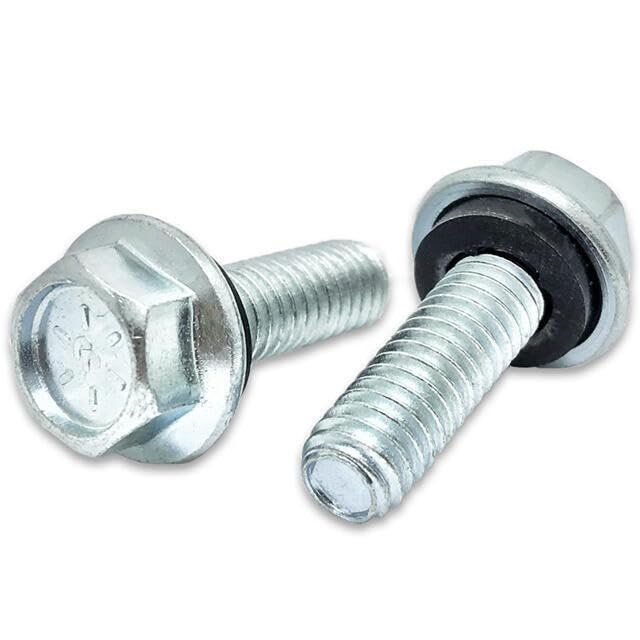 3/8-16x1" Grade 8 Hex Flange Grain Bin Bolts Rubber Washer Zinc