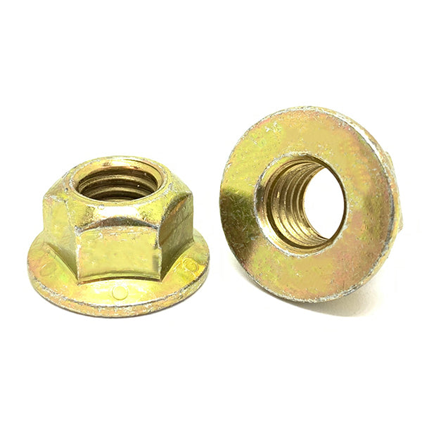 M8-1.25 Class 10 Hex Flange Prevailing Torque Top Lock Nuts Zinc Yellow