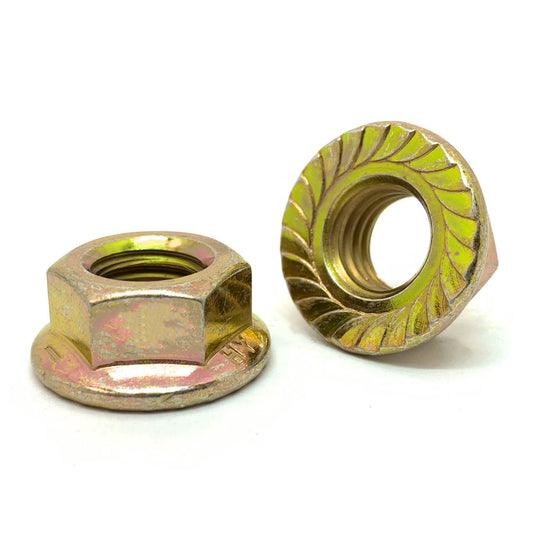 M10-1.5 Class 8 Serrated Hex Flange Nuts Zinc Yellow
